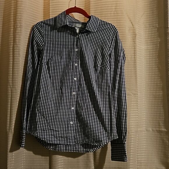 J. Crew stretch perfect shirt in black white  XS - Picture 1 of 6
